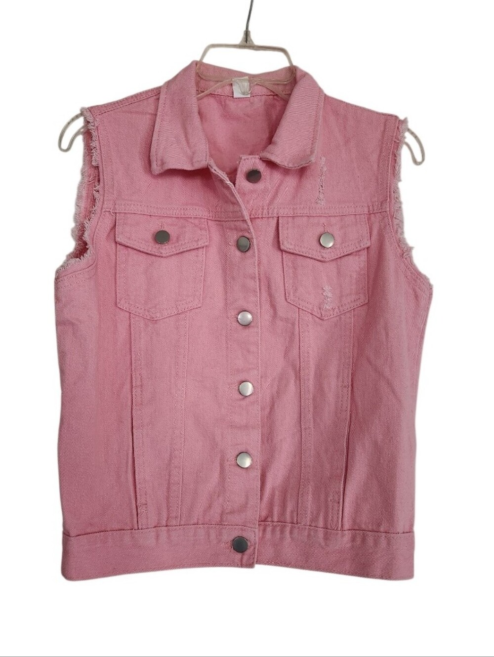 Pink Sleeveless Denim Jacket Vest - Sz Xl Nwt